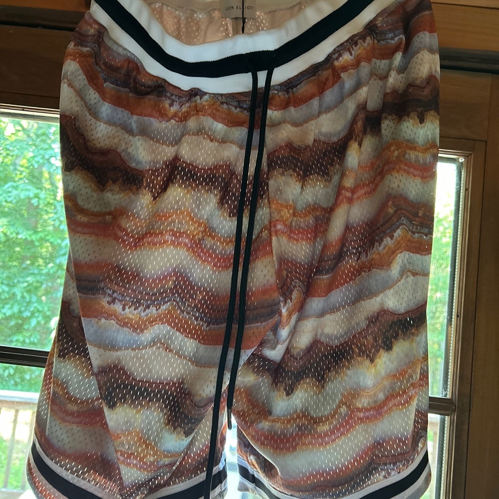 John Elliott Brown and Orange Tie-Dyed Basketball Shorts